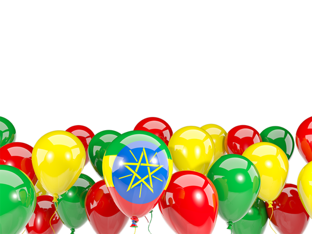 Balloons bottom frame. Download flag icon of Ethiopia at PNG format