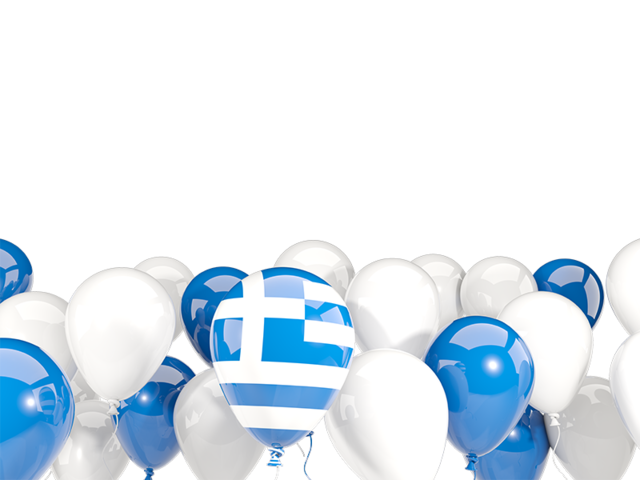Balloons bottom frame. Download flag icon of Greece at PNG format