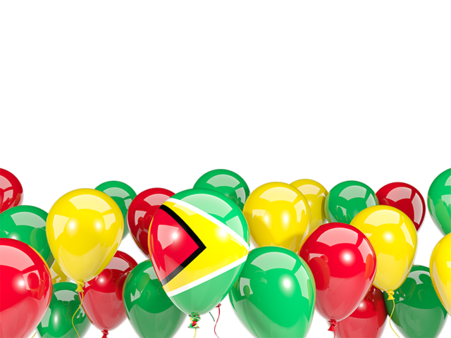 Balloons bottom frame. Download flag icon of Guyana at PNG format