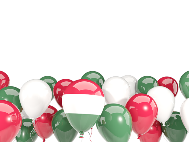 Balloons bottom frame. Download flag icon of Hungary at PNG format