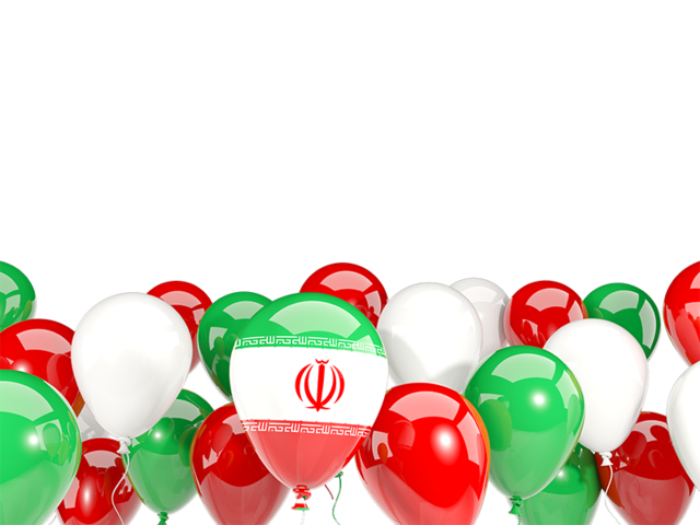 Balloons bottom frame. Download flag icon of Iran at PNG format