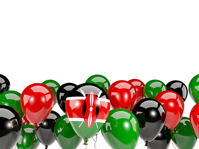 Balloons bottom frame. Download flag icon of Kenya at PNG format