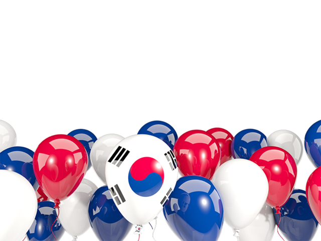 Balloons bottom frame. Download flag icon of South Korea at PNG format