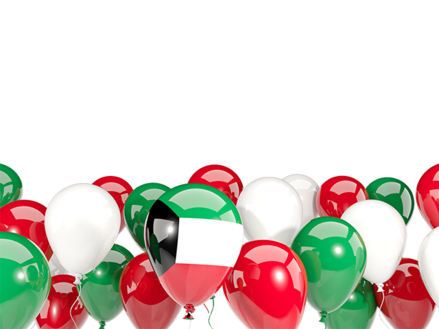 Balloons bottom frame. Download flag icon of Kuwait at PNG format