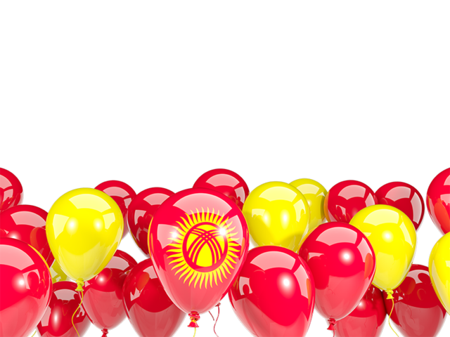 Balloons bottom frame. Download flag icon of Kyrgyzstan at PNG format