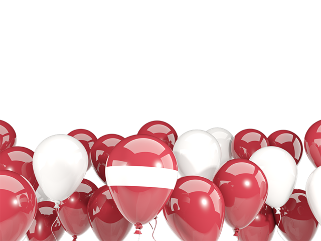 Balloons bottom frame. Download flag icon of Latvia at PNG format