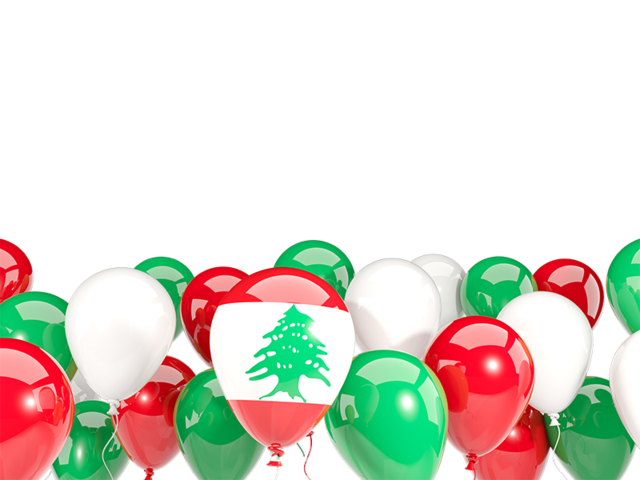 Balloons bottom frame. Download flag icon of Lebanon at PNG format