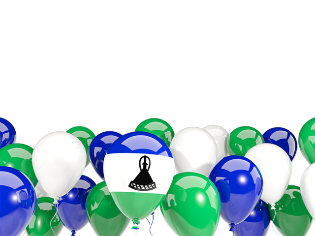 Balloons bottom frame. Download flag icon of Lesotho at PNG format