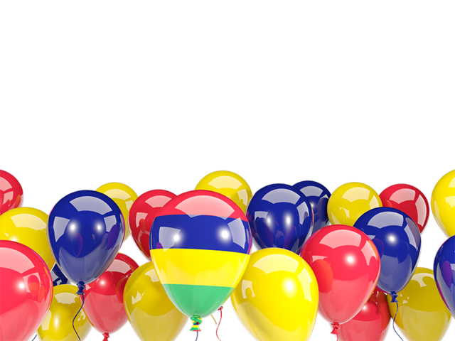Balloons bottom frame. Download flag icon of Mauritius at PNG format