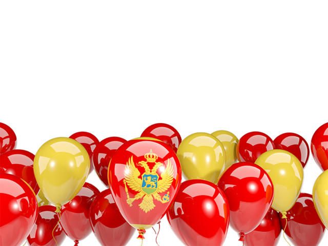 Balloons bottom frame. Download flag icon of Montenegro at PNG format