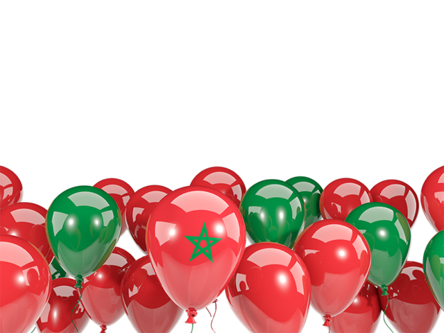 Balloons bottom frame. Download flag icon of Morocco at PNG format