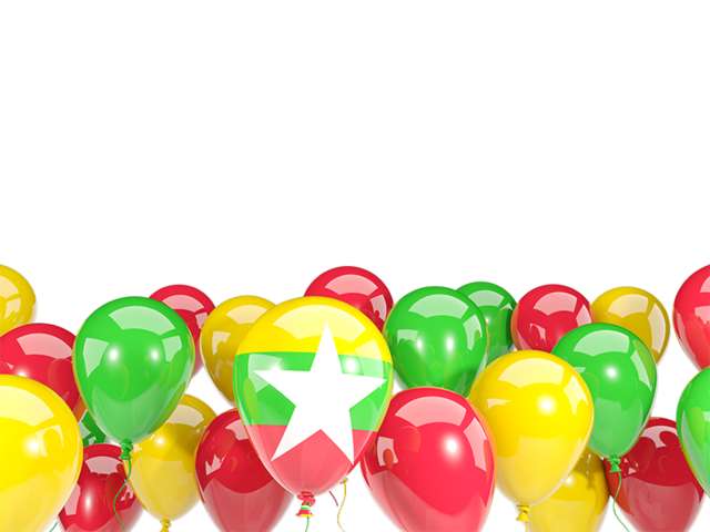 Balloons bottom frame. Download flag icon of Myanmar at PNG format