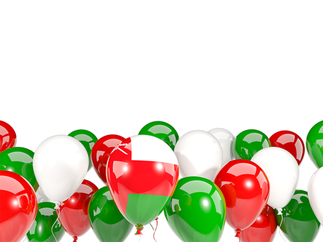 Balloons bottom frame. Download flag icon of Oman at PNG format