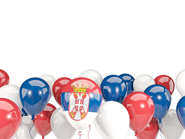 Balloons bottom frame. Download flag icon of Serbia at PNG format
