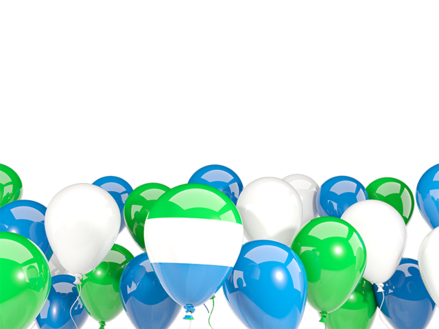 Balloons bottom frame. Download flag icon of Sierra Leone at PNG format