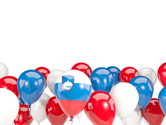Balloons bottom frame. Download flag icon of Slovenia at PNG format