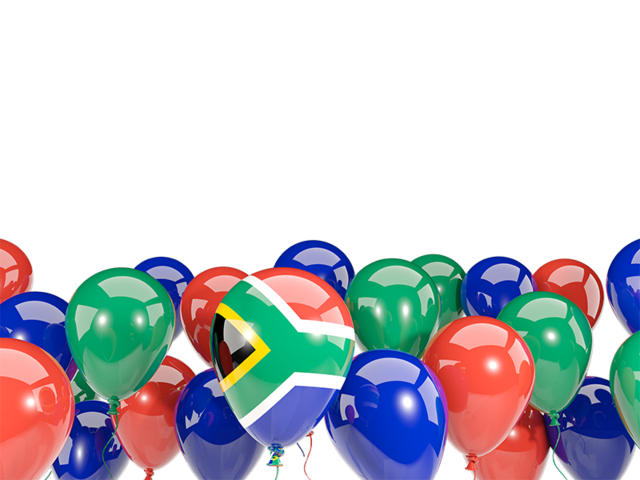 Balloons bottom frame. Download flag icon of South Africa at PNG format