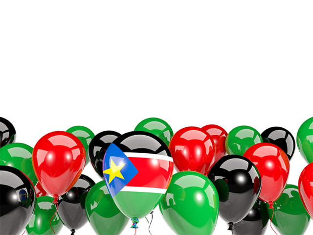 Balloons bottom frame. Download flag icon of South Sudan at PNG format
