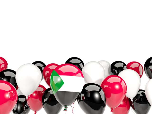 Balloons bottom frame. Download flag icon of Sudan at PNG format