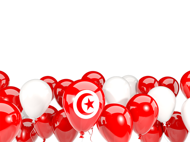 Balloons bottom frame. Download flag icon of Tunisia at PNG format