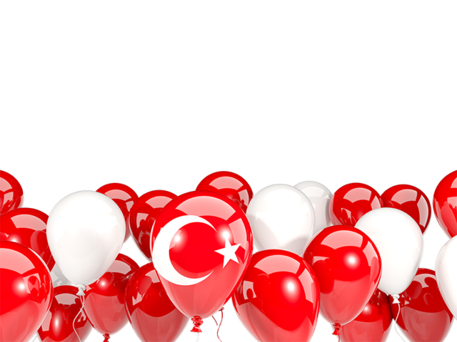 Balloons bottom frame. Download flag icon of Turkey at PNG format