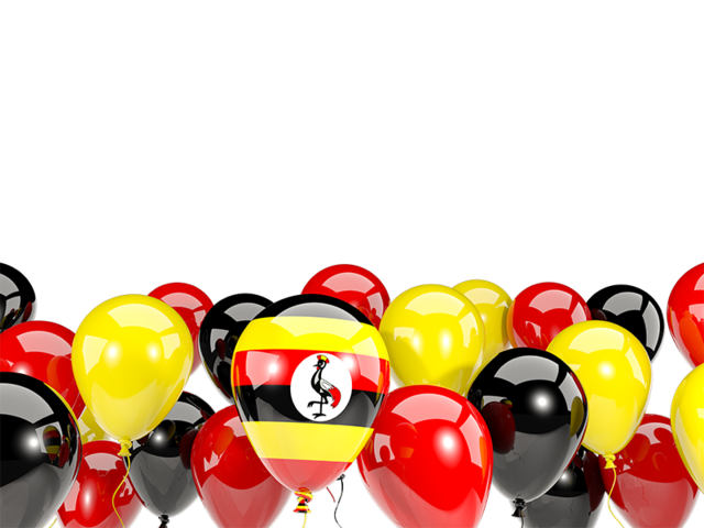 Balloons bottom frame. Download flag icon of Uganda at PNG format
