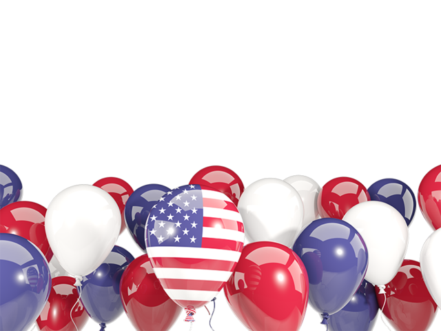 Balloons bottom frame. Download flag icon of United States of America at PNG format