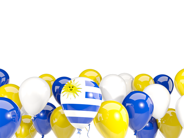 Balloons bottom frame. Download flag icon of Uruguay at PNG format