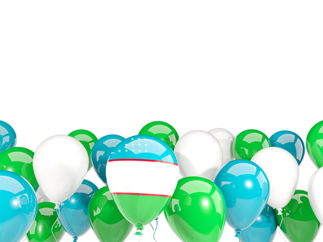 Balloons bottom frame. Download flag icon of Uzbekistan at PNG format