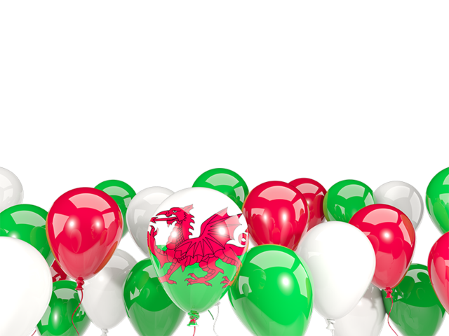 Balloons bottom frame. Download flag icon of Wales at PNG format