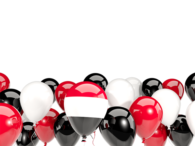 Balloons bottom frame. Download flag icon of Yemen at PNG format