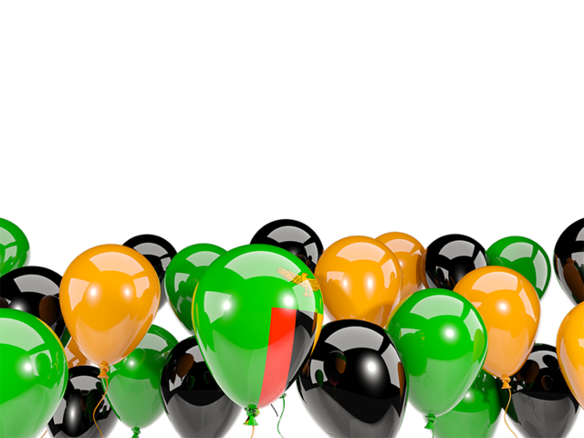 Balloons bottom frame. Download flag icon of Zambia at PNG format