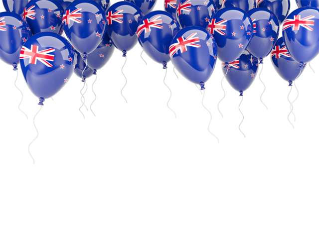 Balloons frame. Download flag icon of New Zealand at PNG format