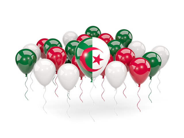 Balloons with colors of flag. Download flag icon of Algeria at PNG format