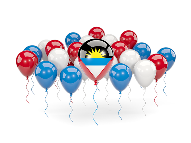 Balloons with colors of flag. Download flag icon of Antigua and Barbuda at PNG format