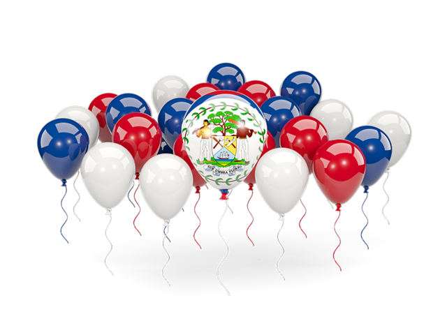 Balloons with colors of flag. Download flag icon of Belize at PNG format