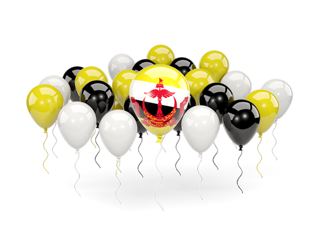 Balloons with colors of flag. Download flag icon of Brunei at PNG format