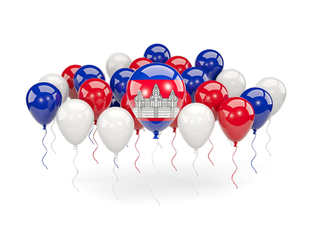 Balloons with colors of flag. Download flag icon of Cambodia at PNG format