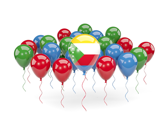 Balloons with colors of flag. Download flag icon of Comoros at PNG format
