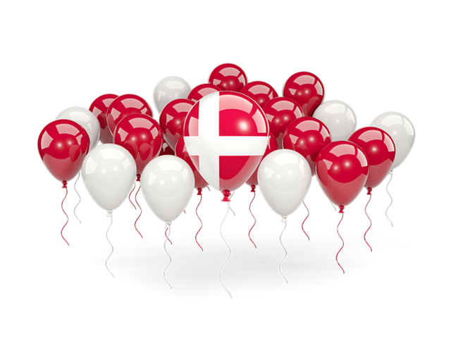 Balloons with colors of flag. Download flag icon of Denmark at PNG format