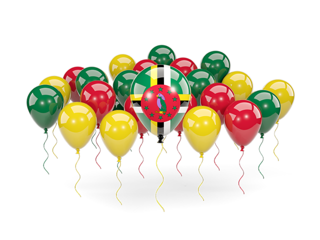 Balloons with colors of flag. Download flag icon of Dominica at PNG format