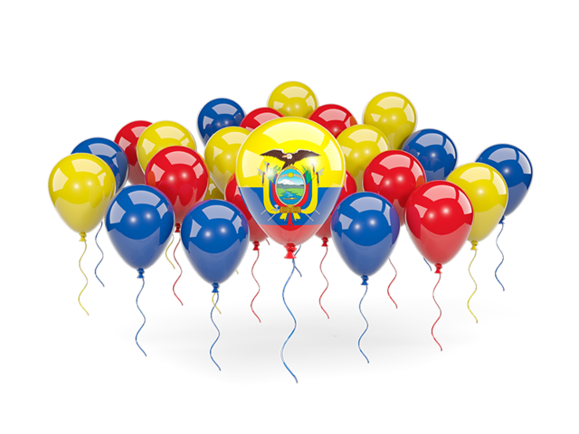 Balloons with colors of flag. Download flag icon of Ecuador at PNG format