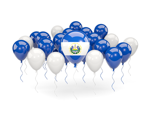 Balloons with colors of flag. Download flag icon of El Salvador at PNG format