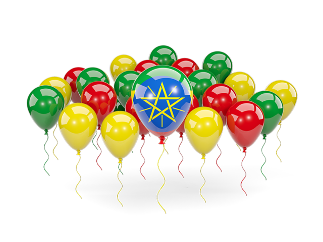 Balloons with colors of flag. Download flag icon of Ethiopia at PNG format