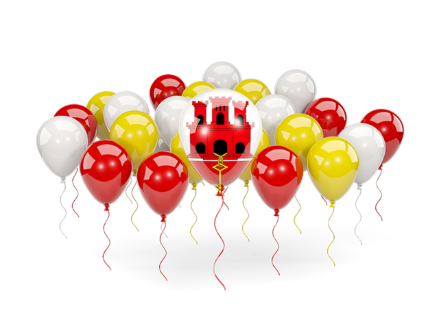 Balloons with colors of flag. Download flag icon of Gibraltar at PNG format