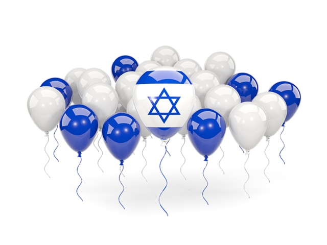 Balloons with colors of flag. Download flag icon of Israel at PNG format