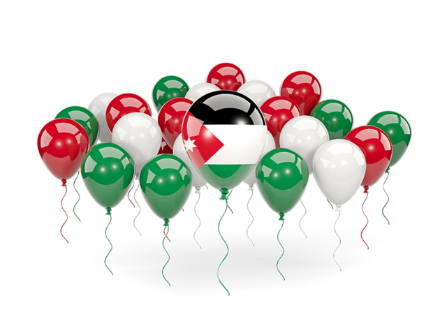 Balloons with colors of flag. Download flag icon of Jordan at PNG format