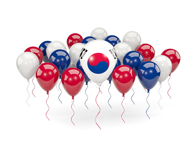 Balloons with colors of flag. Download flag icon of South Korea at PNG format