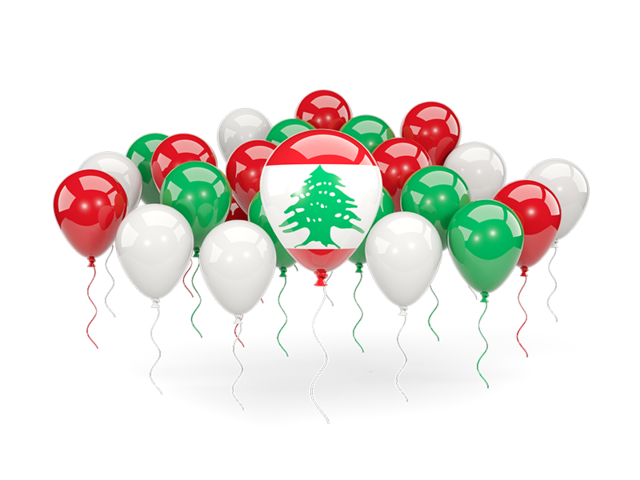 Воздушные шары с цветами флага. Скачать флаг. Ливан