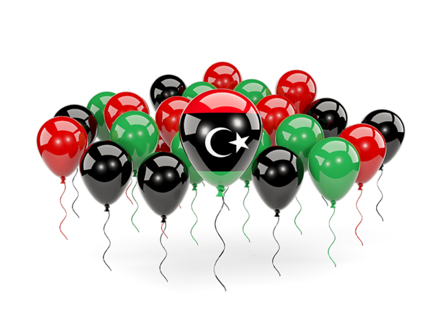 Balloons with colors of flag. Download flag icon of Libya at PNG format